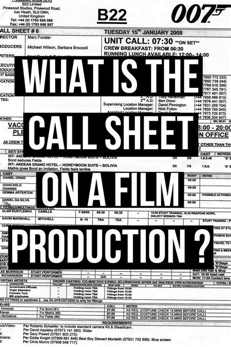 What is a Call sheet? Plus Call Sheet Template Downloads! | Film tips, Film technique, Film theory